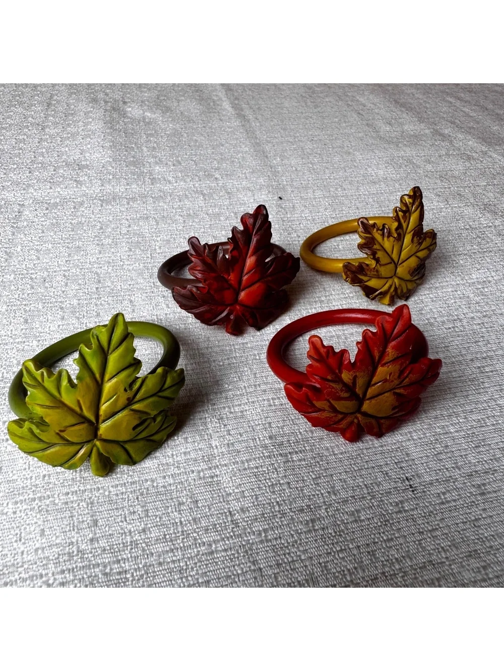 Vintage Napa Plum Maple Leaf Napkin Rings Set Of 4 Autumn Thanksgiving Table